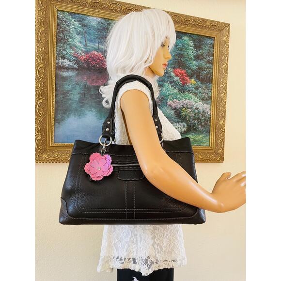 Vintage Coach Penelope black pebble leather shoulder bag tote Serial F14425 - Picture 3 of 10